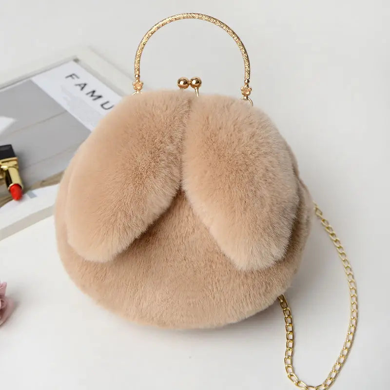 DIGERUI Women Plush Mini Shoulder Bag Soft Rabbit Ears Crossbody Bag