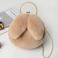 DIGERUI Women Plush Mini Shoulder Bag Soft Rabbit Ears Crossbody Bag