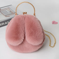 DIGERUI Women Plush Mini Shoulder Bag Soft Rabbit Ears Crossbody Bag