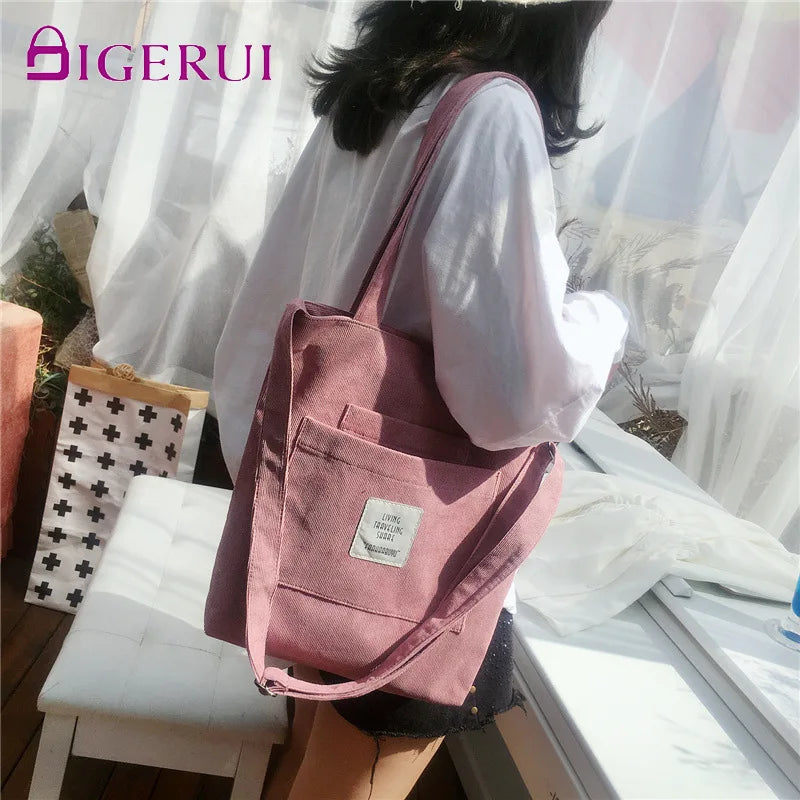 DIGERUI Corduroy Shoulder Bag Women's College Style Handbag
