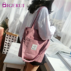 DIGERUI Corduroy Shoulder Bag Women's College Style Handbag