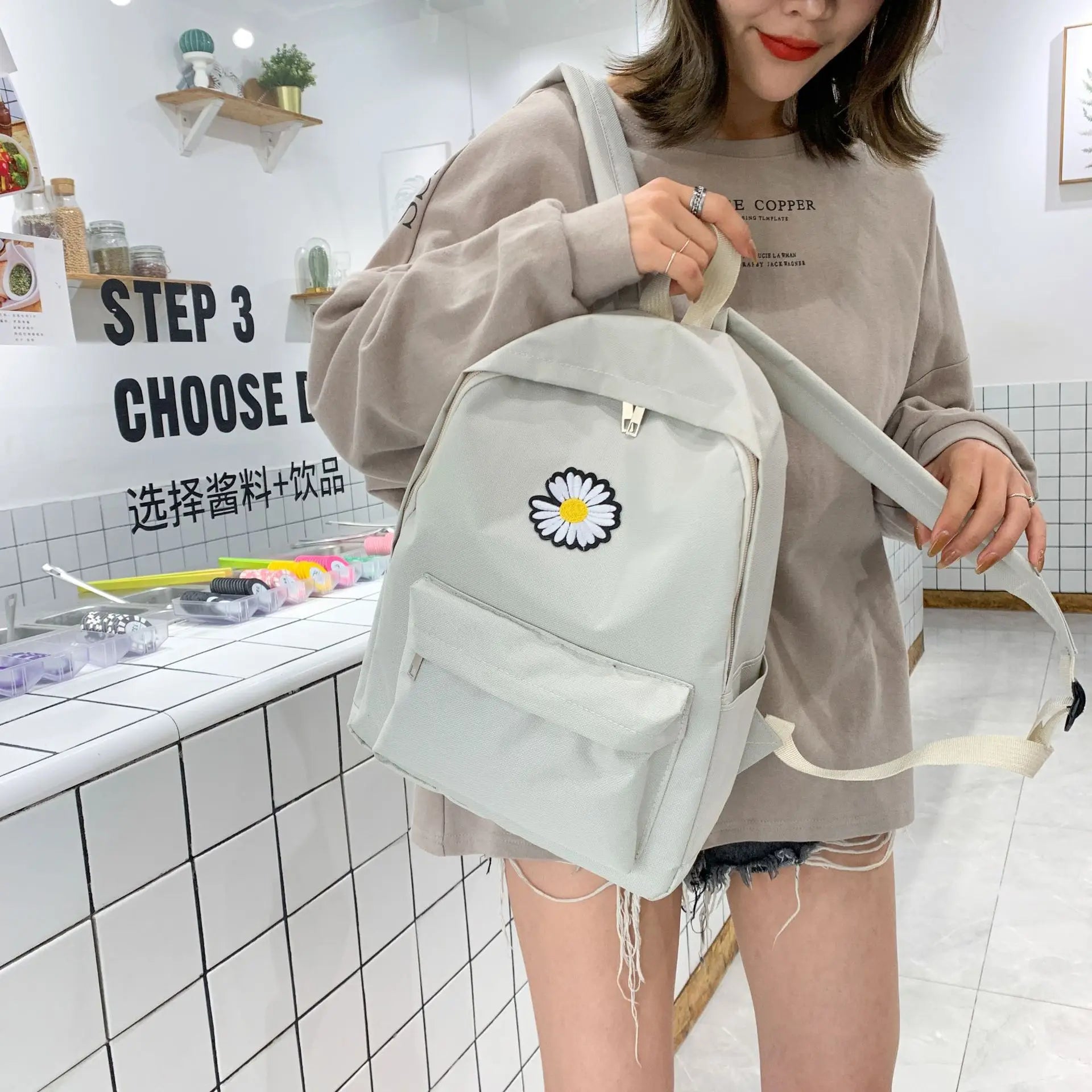 DIGERUI Daisy Small Backpack for School Teenagers Girls Canvas Women Backpack