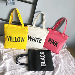 Canvas Beach Travel Bag Letters Women Shoulder Handbags Zipper Bag