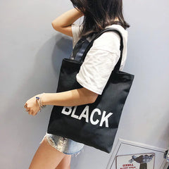 Canvas Beach Travel Bag Letters Women Shoulder Handbags Zipper Bag