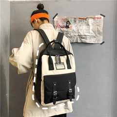 DIGERUI Women Nylon Backpack Waterproof School Bags for Girls Patchwork