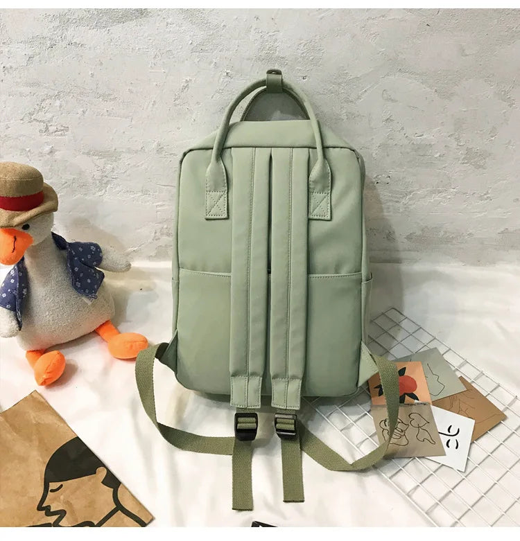 DIGERUI Women Nylon Backpack Waterproof School Bags for Girls Patchwork