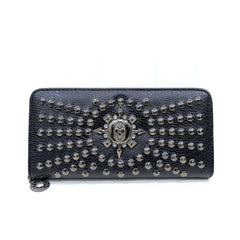 Rock Purse PU Leather Women Wallet Rivet Handbags Punk Female Long Purse
