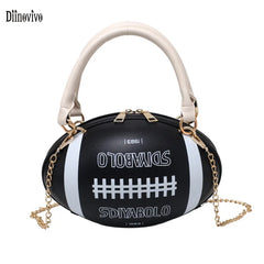 Hip-Hop Chain Crossbody Bag Funny Rugby Barrel-Shape Ladies Shoulder Bags