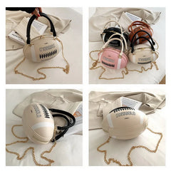 Hip-Hop Chain Crossbody Bag Funny Rugby Barrel-Shape Ladies Shoulder Bags
