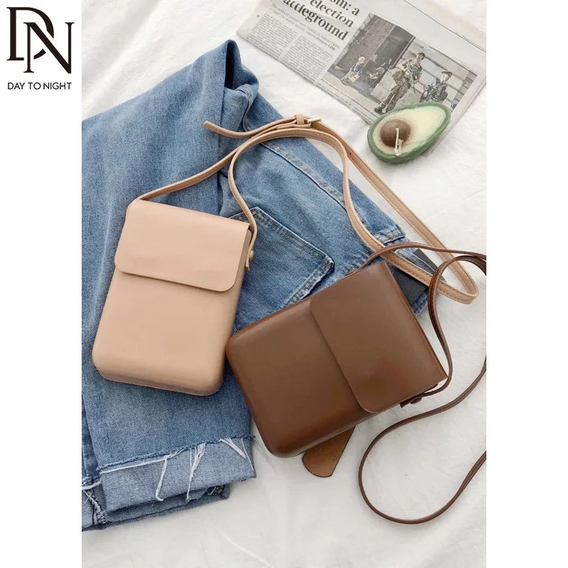 Women's Mini Shoulder Bag PU Leather Crossbody Handbag Phone Vintage Purse