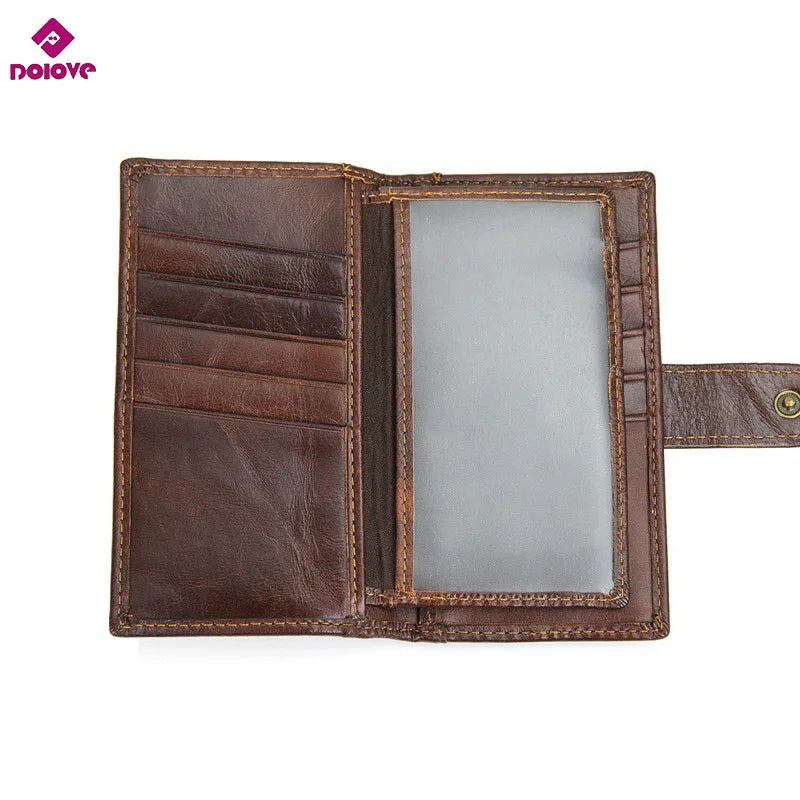 Crazy Horse Leather Daily Cash Holder Men Wallets Vintage Passport Bag