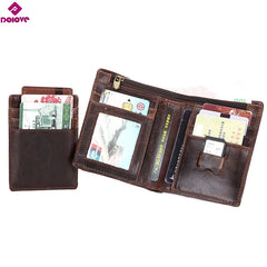 Men's Leather Folding Wallet Vertical Money Bag