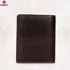 Men's Leather Folding Wallet Vertical Money Bag