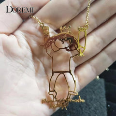 DOREMI Kids Drawing Necklace Customized Child Artwork Name LOGO