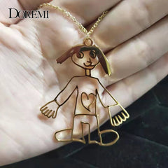 DOREMI Kids Drawing Necklace Customized Child Artwork Name LOGO