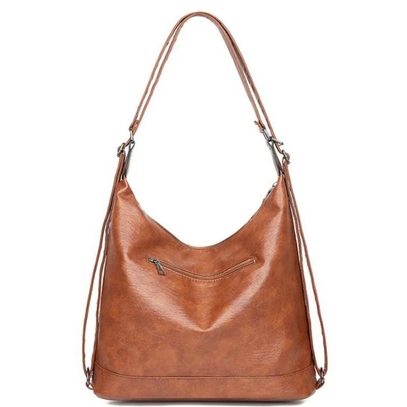 Retro Leather Backpack Ladies Large-capacity Bags