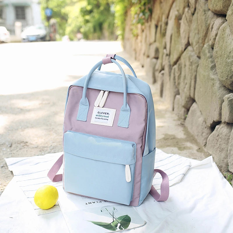 Daffdiol Women Canvas Backpack College School Bag Zipper 15inch Laptop