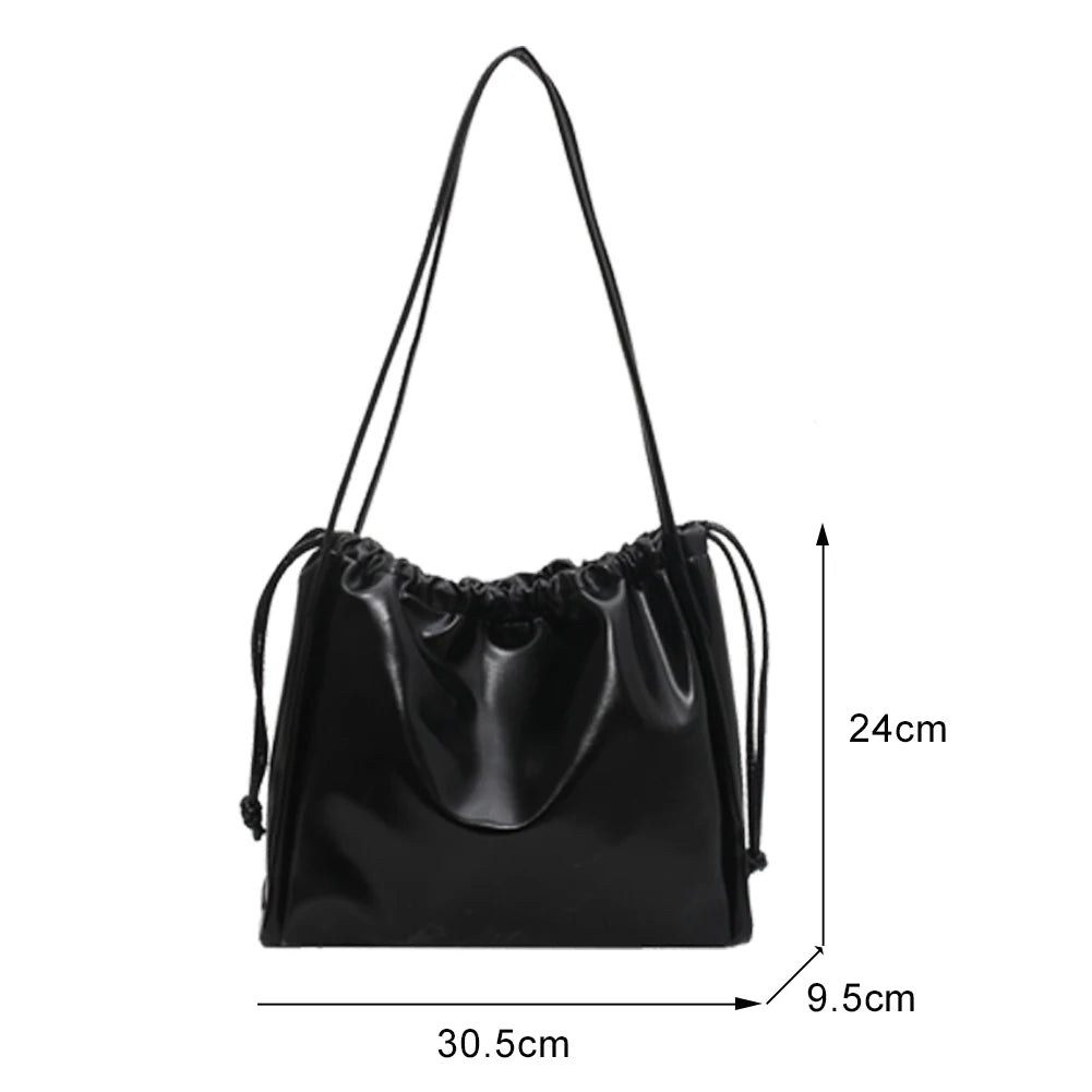 Women's PU Leather Drawstring Underarm Bag