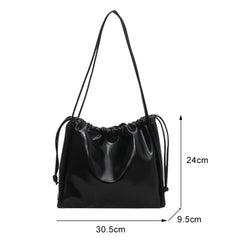 Women's PU Leather Drawstring Underarm Bag