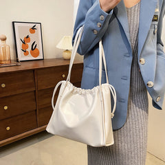 Women's PU Leather Drawstring Underarm Bag