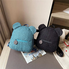 Cartoon Fleece Shoulder Mini Backpack - Autumn Casual Bag