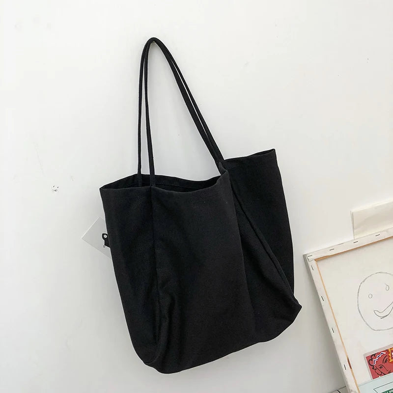Reusable Cotton Shopping Bag Travel Canvas Tote Shoulder Crossbody Handbag