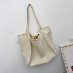 Reusable Cotton Shopping Bag Travel Canvas Tote Shoulder Crossbody Handbag