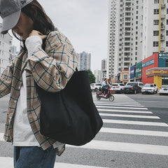 Reusable Cotton Shopping Bag Travel Canvas Tote Shoulder Crossbody Handbag