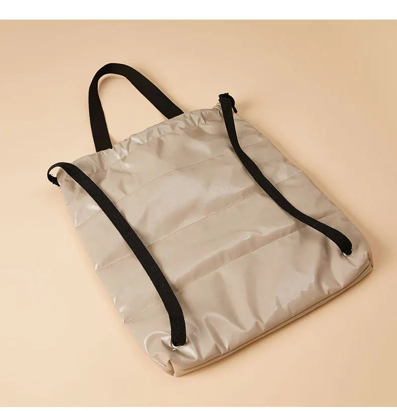 Women Soft Winter Padded Down Backpack Large Capacity Shoulder School Bag