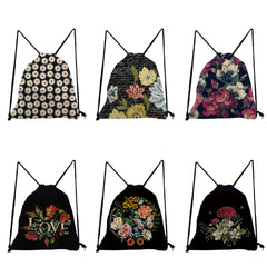 Daisy Print Backpack Drawstring Bag Unisex Shoe Bag