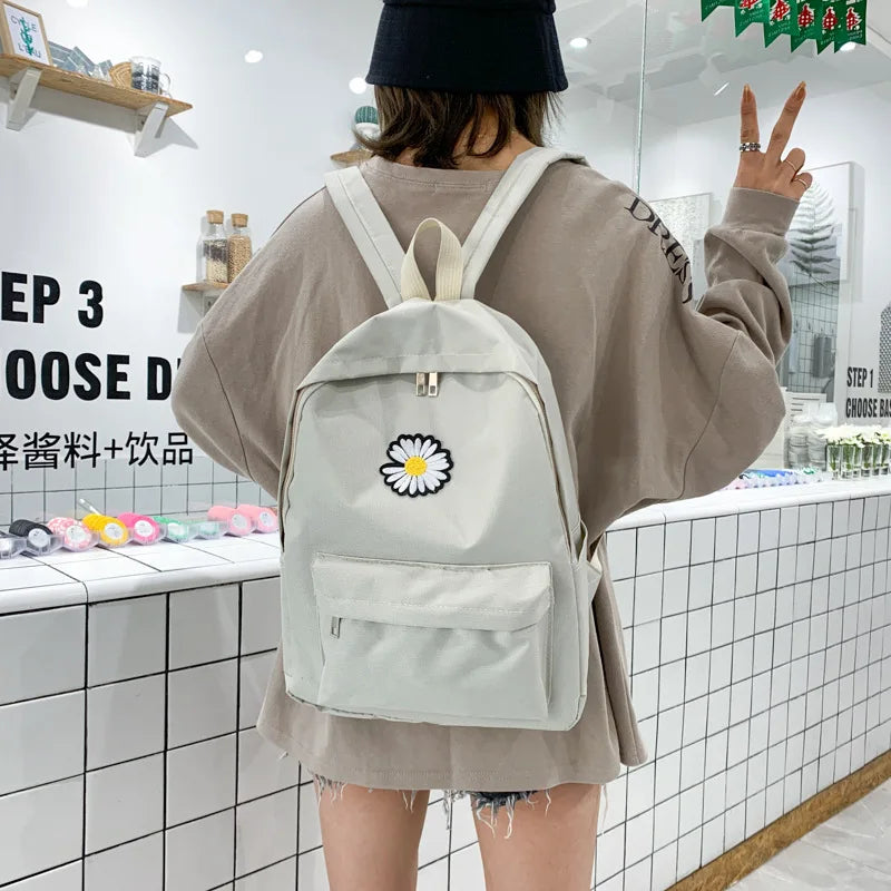 Daisy Small Backpack for School Teenagers Girls Canvas Women Backpack