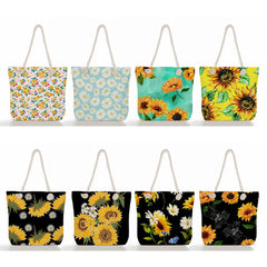 Sunflower Tote Bags Large Capacity Floral Print Women Beach Travel
