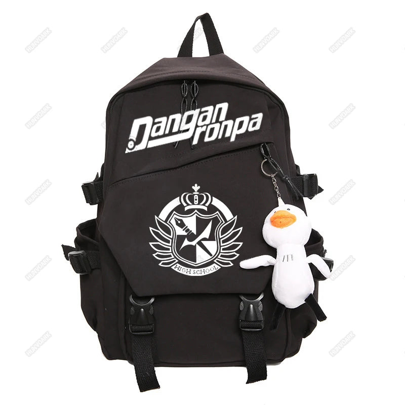 Monokuma Women Backpack Plaid Pattern Teenager Girls Boys School Bags Mochilas S