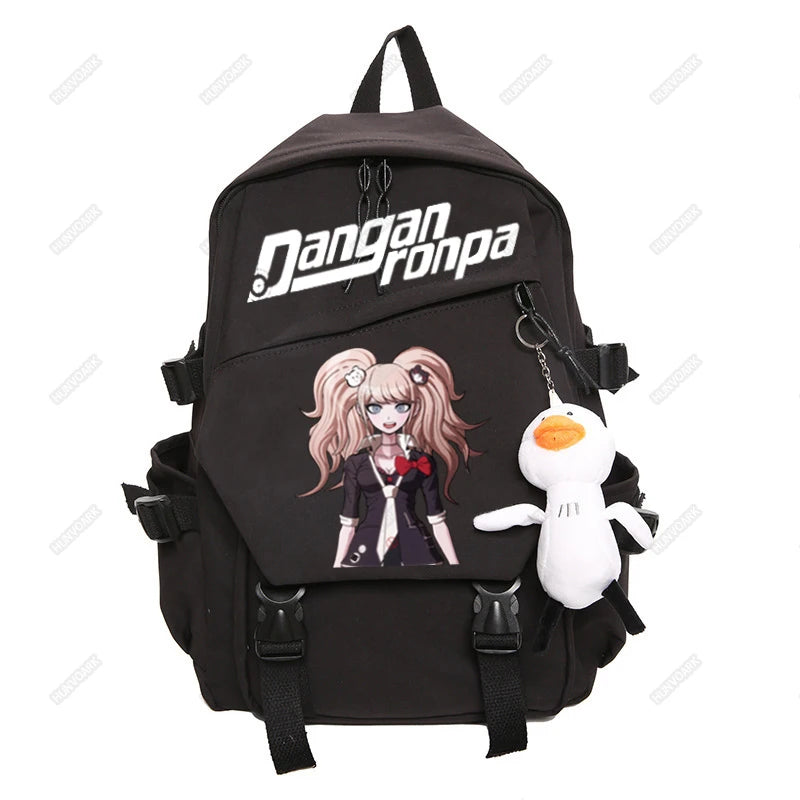 Monokuma Women Backpack Plaid Pattern Teenager Girls Boys School Bags Mochilas S