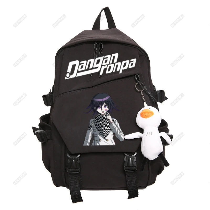Nagito Komaeda Nylon Women Backpack Multi-pocket Ring Buckle Portable