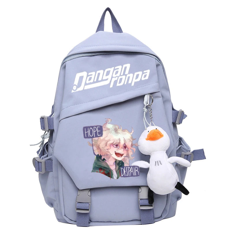 Nagito Komaeda Nylon Women Backpack Multi-pocket Ring Buckle Portable