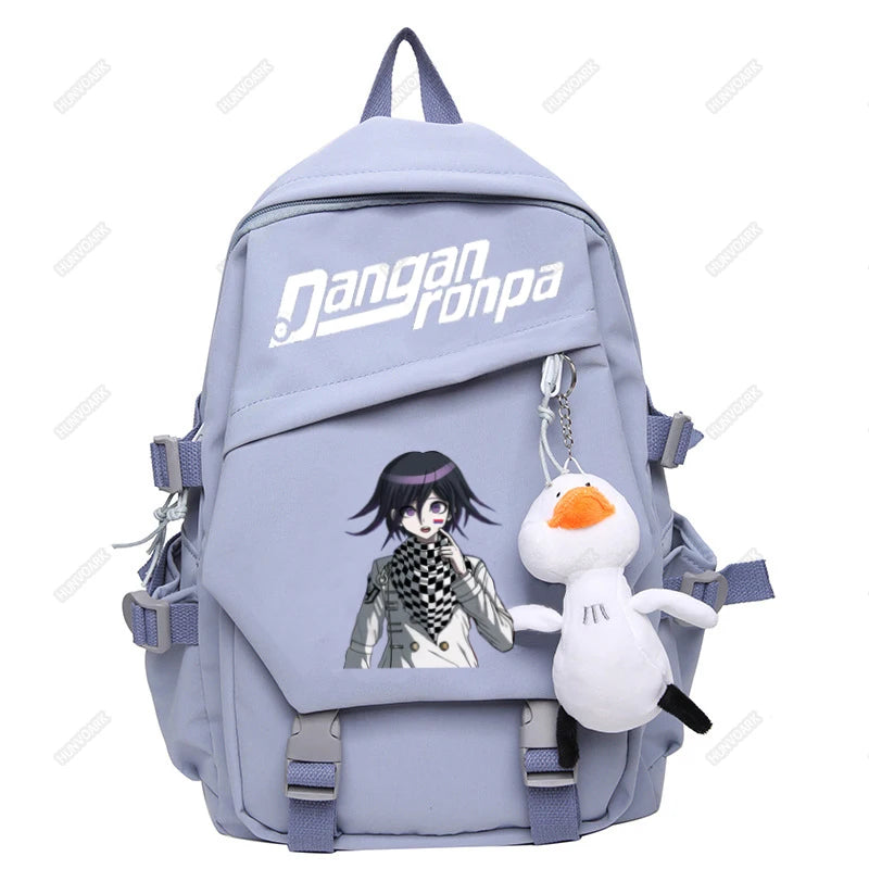 Nagito Komaeda Nylon Women Backpack Multi-pocket Ring Buckle Portable