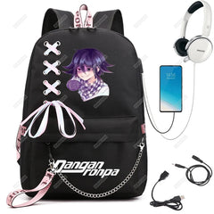 Danganronpa Nanami Chiaki Backpack Travel Laptop USB Teenager