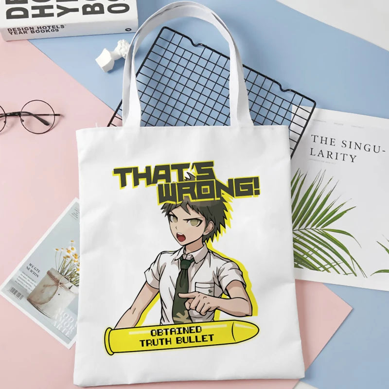 Danganronpa Shopping Bag Canvas Bolso Grocery Cotton Handbag