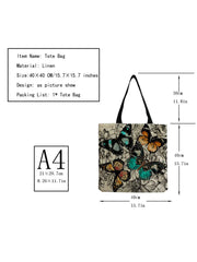 Dark Butterfly Printed Female Shopping Bags Large Capacity
