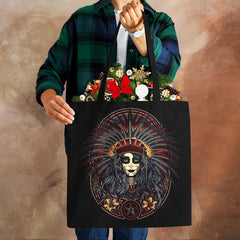 Dark Skull Print Linen Tote Handbag Eco Reusable Bags For Women Traveling School