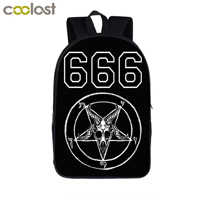Dark Gothic Skull Reaper School Backpack for Teenage Boys Girls