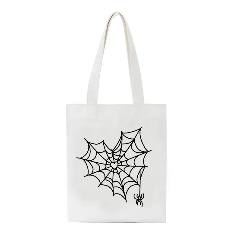 Dark Harajuku Canvas Bag Shopping Bag Cartoon Print Gothic Female Bag