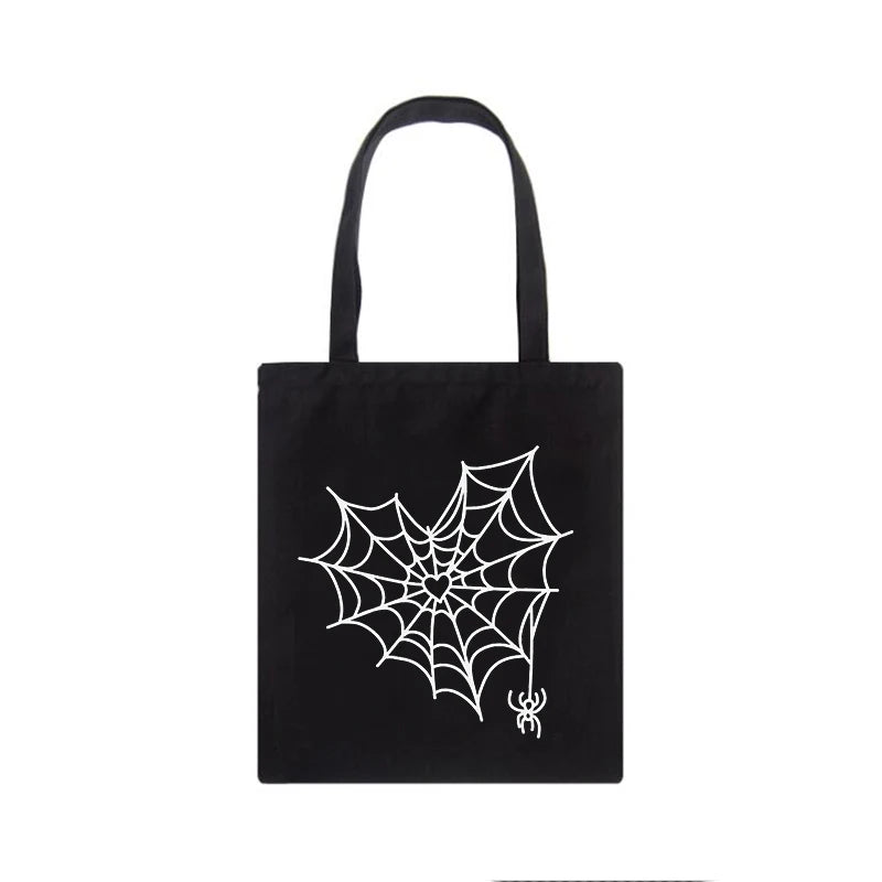 Dark Harajuku Canvas Bag Shopping Bag Cartoon Print Gothic Female Bag