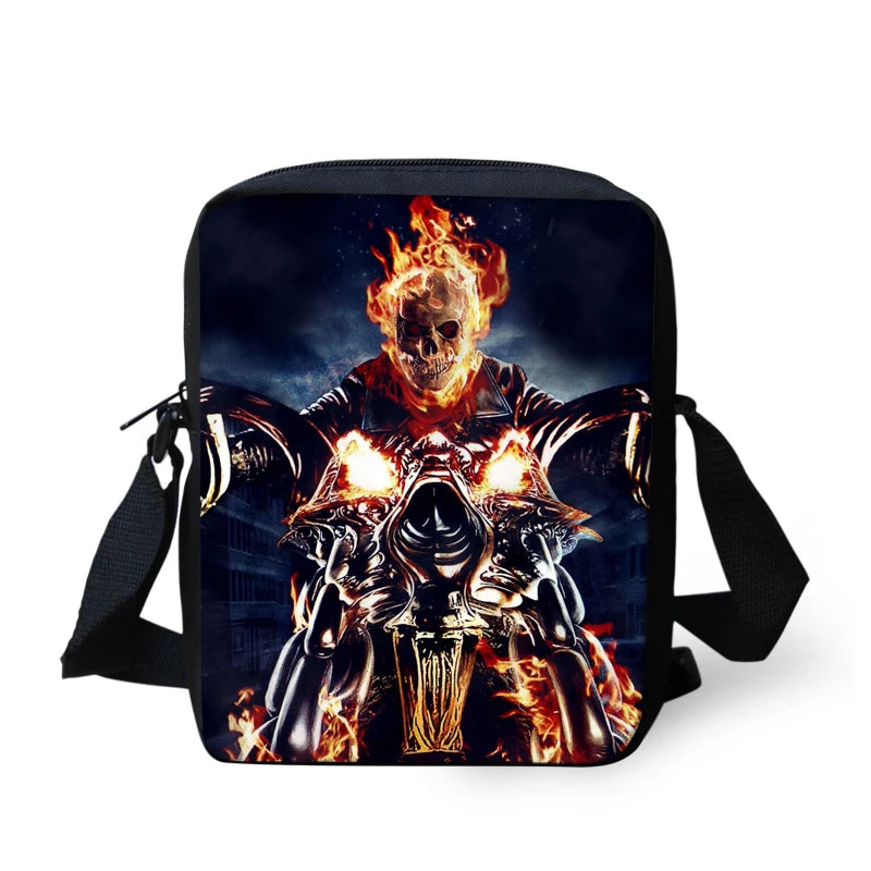 Dark Skeleton Print Messenger Bag Shoulder Bag Mini Cross-body Satchel