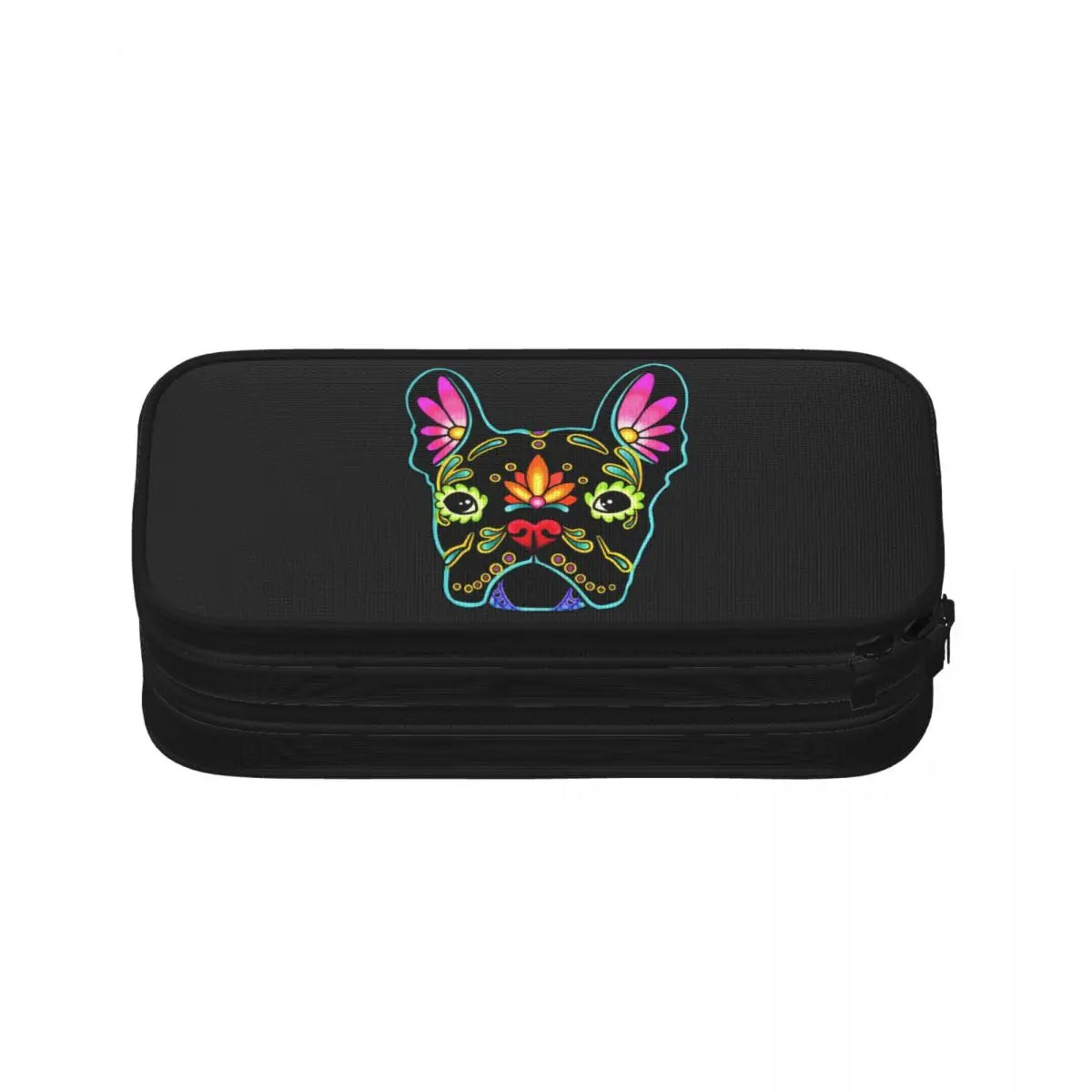 Sugar Skull French Bulldog Zipper Pen Box