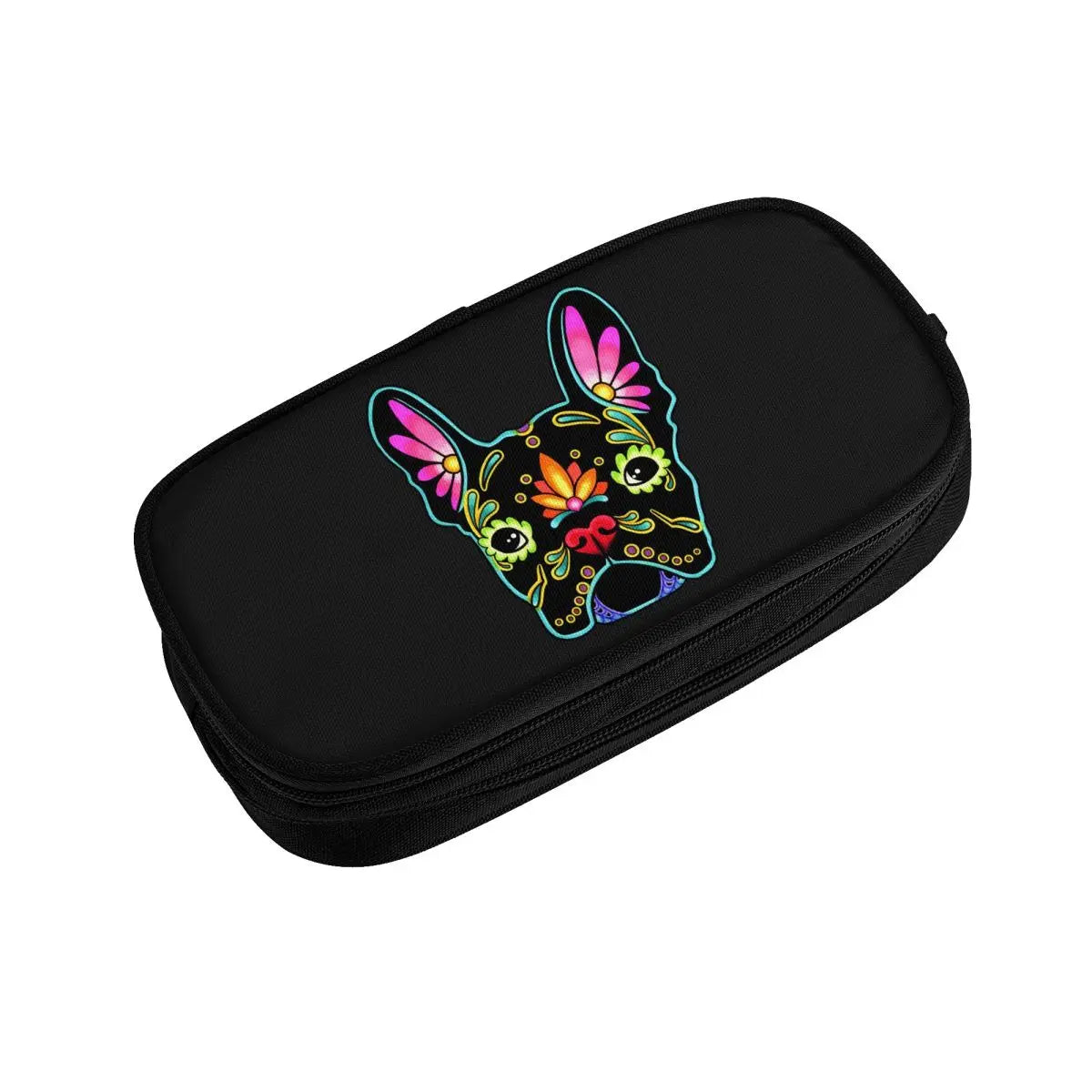 Sugar Skull French Bulldog Zipper Pen Box
