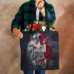 Halloween Floral Skull Print Tote Bag for Women