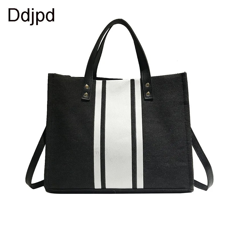 Canvas Ladies Shoulder Bag Casual Tote Large Capacity Travel Shopping