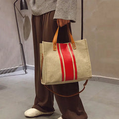 Canvas Ladies Shoulder Bag Casual Tote Large Capacity Travel Shopping